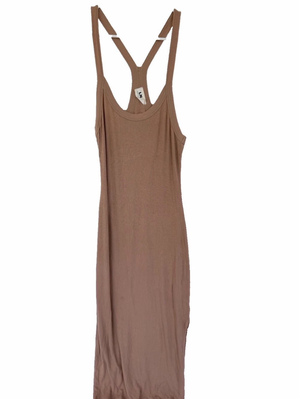 LNA Camel Ribbed Racerback Maxi Dress